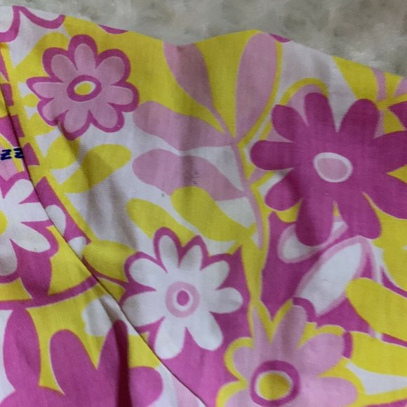 Bees Ladies Snap Front House Coat Yellow Pink Flowers Floral Vintage - Picture 3 of 9